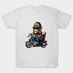 Amazing Ape Monkey Chimp Riding And Driving Motorcycle T-Shirt